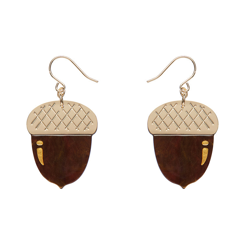 Acorn Drop Earrings - Brown