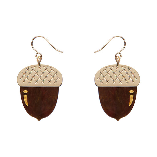 Acorn Drop Earrings - Brown