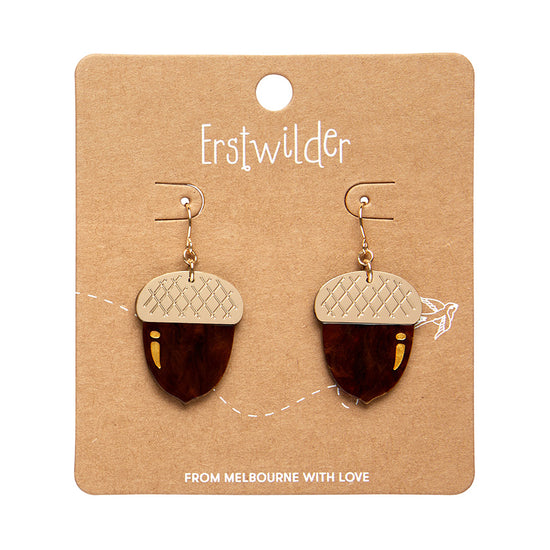 Acorn Drop Earrings - Brown