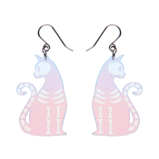 Bone Kitty Drop Earrings Iridescent