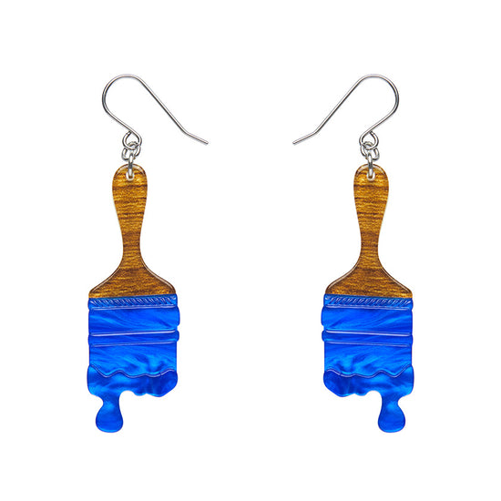 Paint brush ripple drop earrings - blue