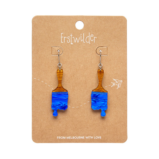 Paint brush ripple drop earrings - blue