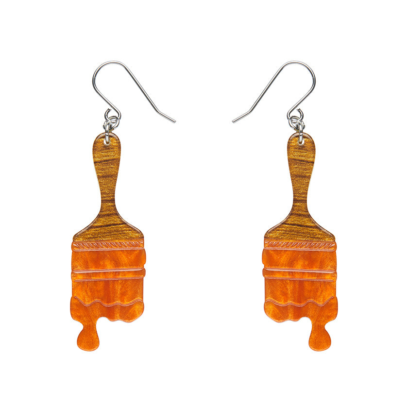 Paint brush ripple drop earrings - orange