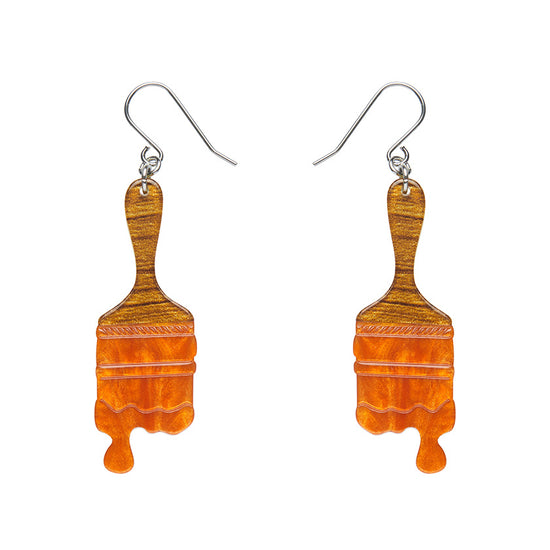 Paint brush ripple drop earrings - orange