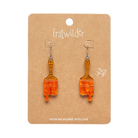 Paint brush ripple drop earrings - orange