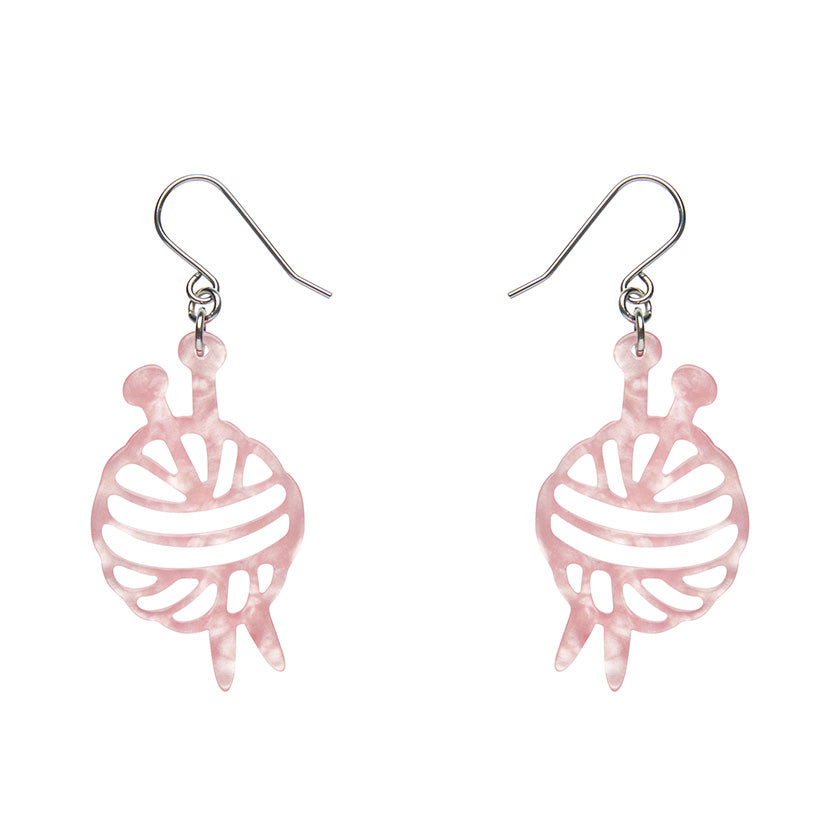 Ball of Yarn Ripple Drop Earrings - Pink