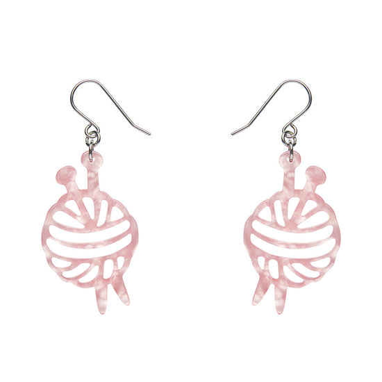 Ball of Yarn Ripple Drop Earrings - Pink