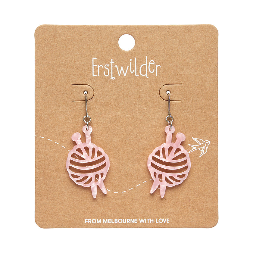 Ball of Yarn Ripple Drop Earrings - Pink