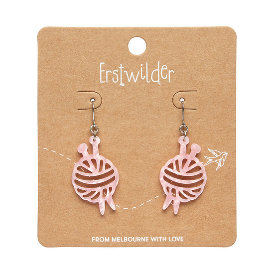 Ball of Yarn Ripple Drop Earrings - Pink