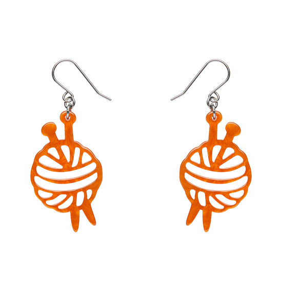 Ball of Yarn Ripple Drop Earrings - Orange