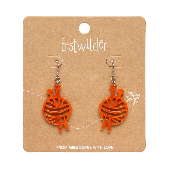 Ball of Yarn Ripple Drop Earrings - Orange