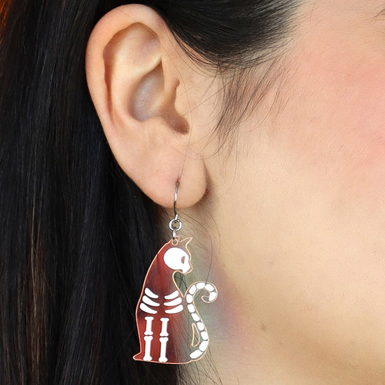 Bone Kitty Drop Earrings Iridescent