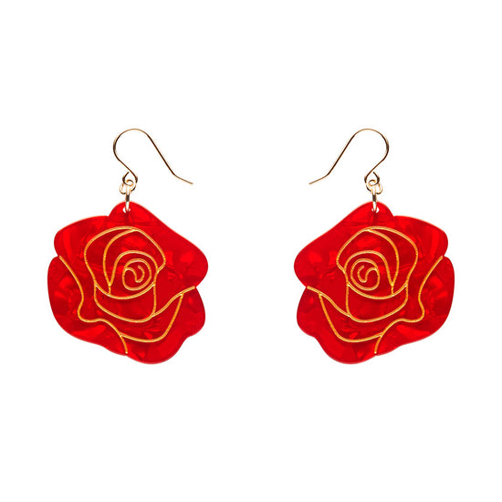 Eternal Rose Drop Earrings - Red