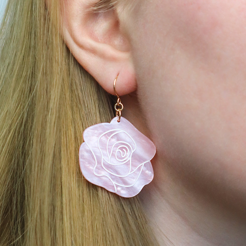Eternal Rose Drop Earrings - Pink