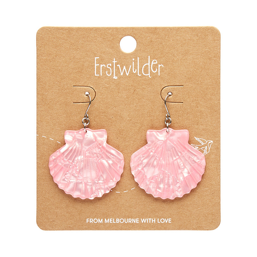 Sea Shell Drop Earrings - Pink