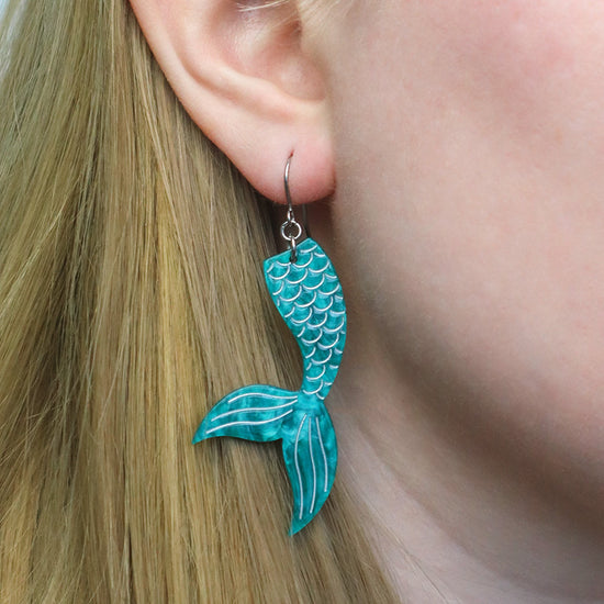 Mermaid Tail Drop Essential Earrings - Aqua
