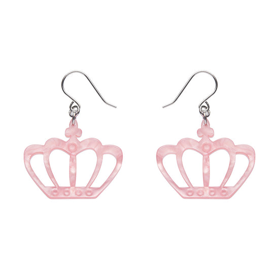 Royal Crown Drop Earrings - Pink