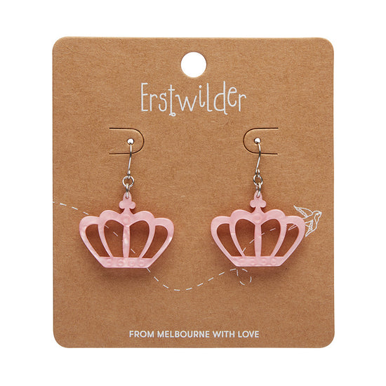 Royal Crown Drop Earrings - Pink