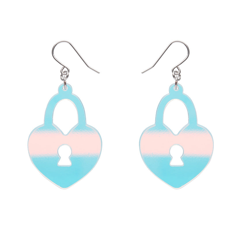 Heart Locket Drop Earrings -Iridescent