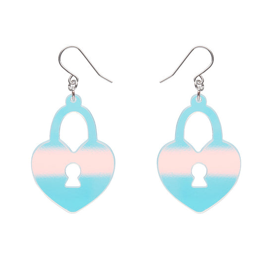 Heart Locket Drop Earrings -Iridescent