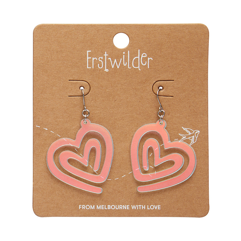 Heart Maze Drop Earrings Iridescent