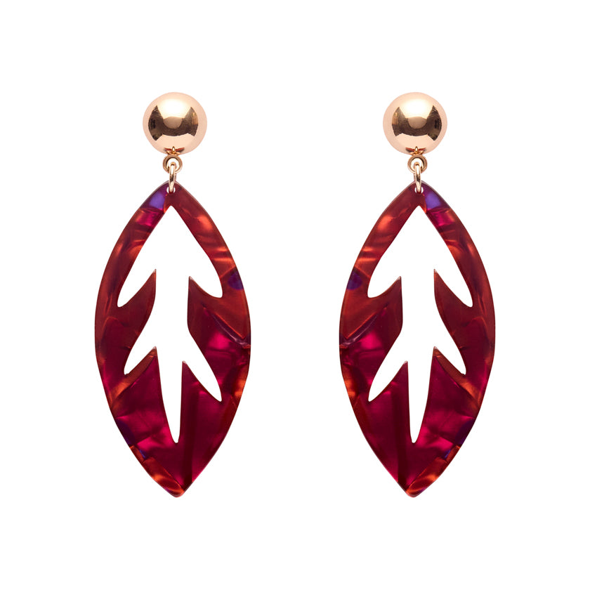 Leaf Drop Essential Earrings - Maroon