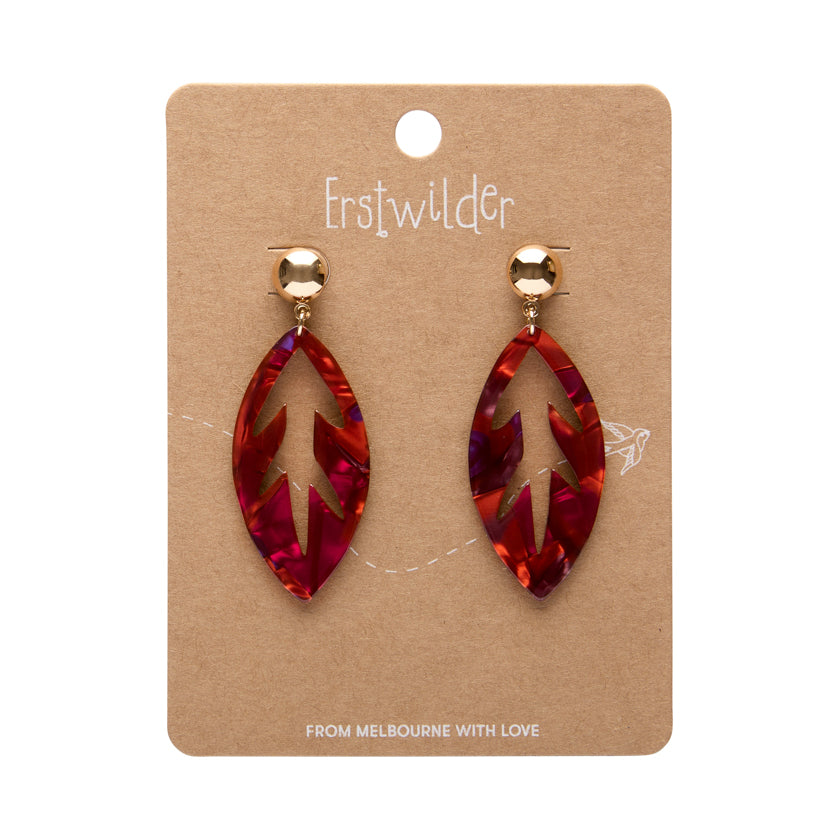 Leaf Drop Essential Earrings - Maroon