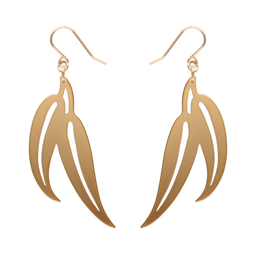 Gum Leaf Drop Earrings - Gold