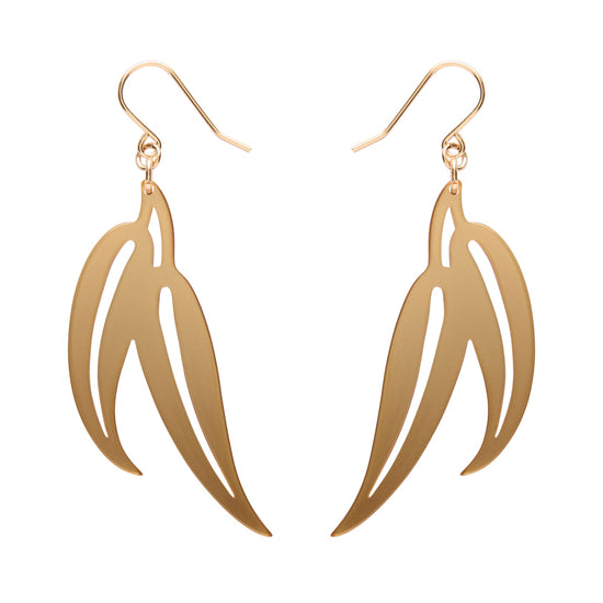 Gum Leaf Drop Earrings - Gold