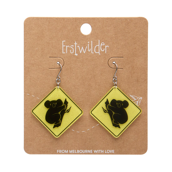 Koala Sign Drop Earrings - Yellow