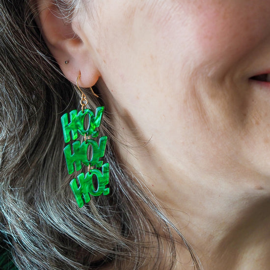 Ho Ho Ho Drop Earrings - Green