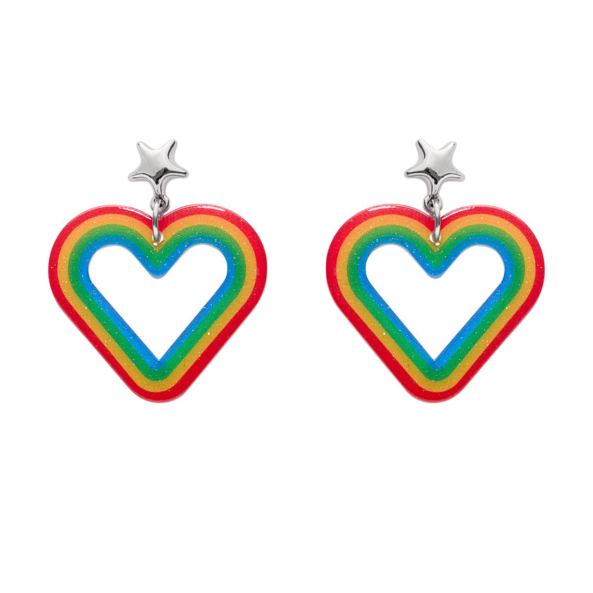 Heart Rainbow Stud Drop Earrings