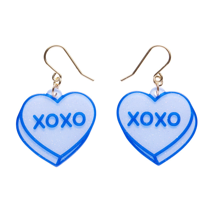 Candy Heart Drop Earrings - Blue