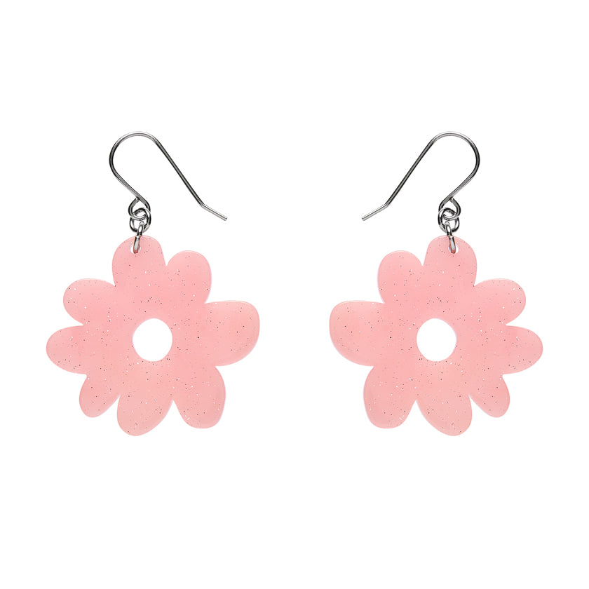 Flower Drop Earrings - Pink