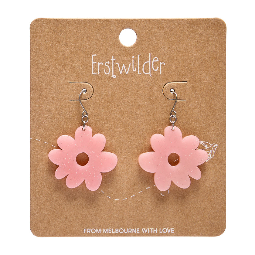 Flower Drop Earrings - Pink