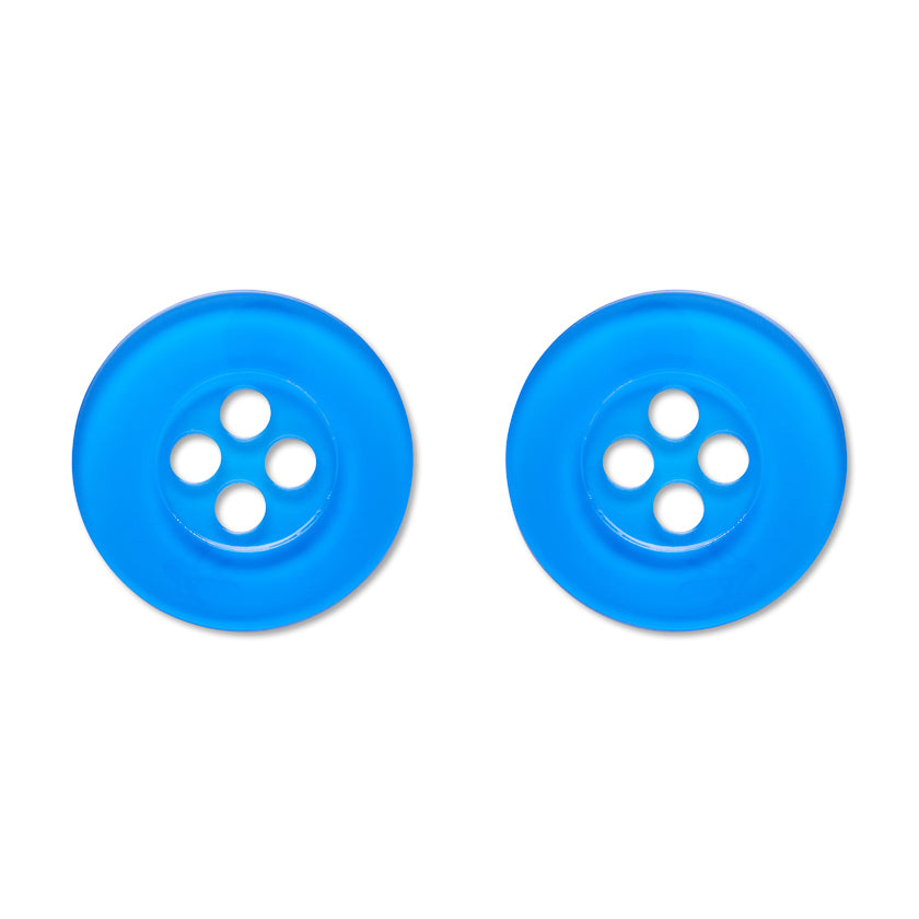 Button Stud Earrings - Blue