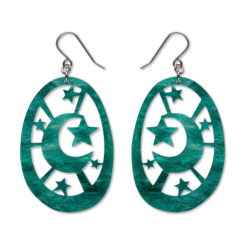Moonlight Drop Earrings - Green