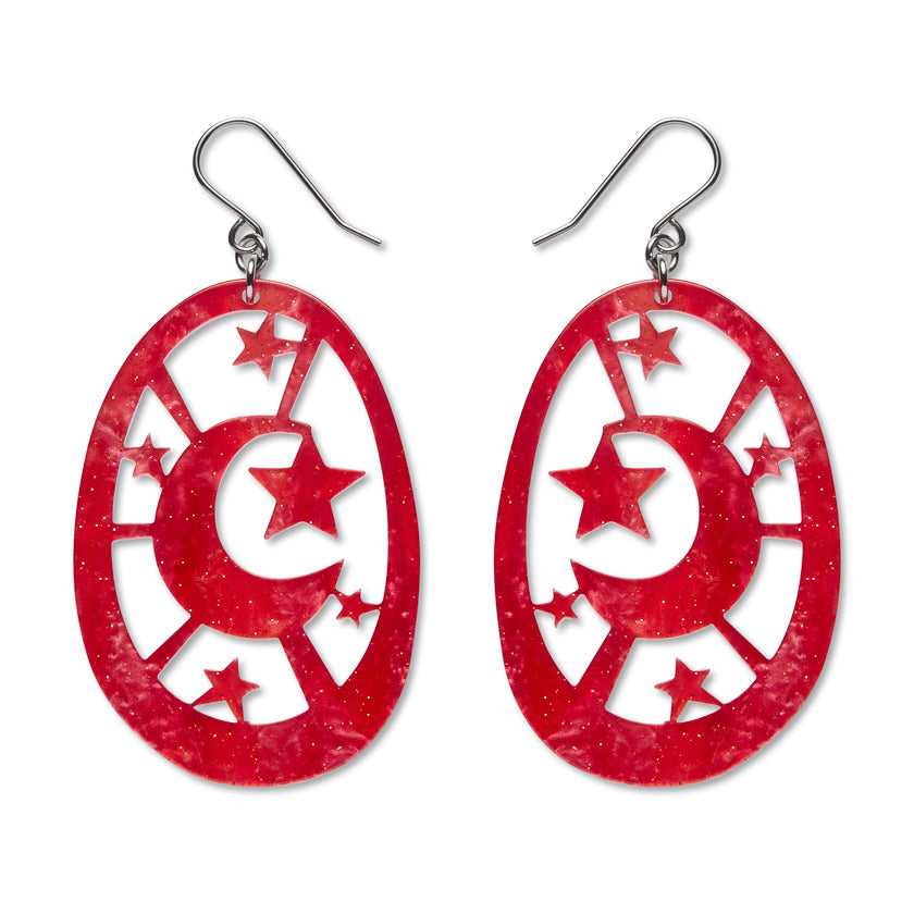 Moonlight Drop Earrings - Red