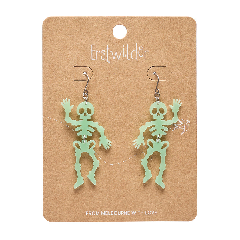 Dancing Skeleton Drop Earrings - glow in the dark