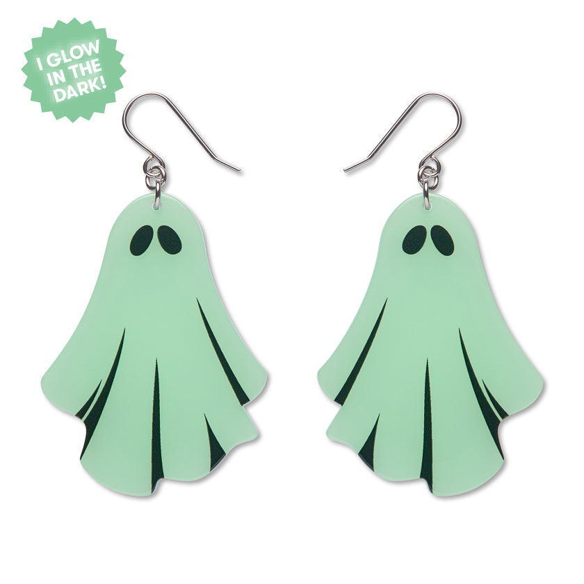 Ghostie drop earrings - glow in the dark