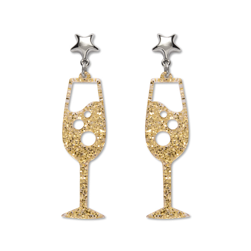 Champagne Bubbles Drop Earrings - Gold