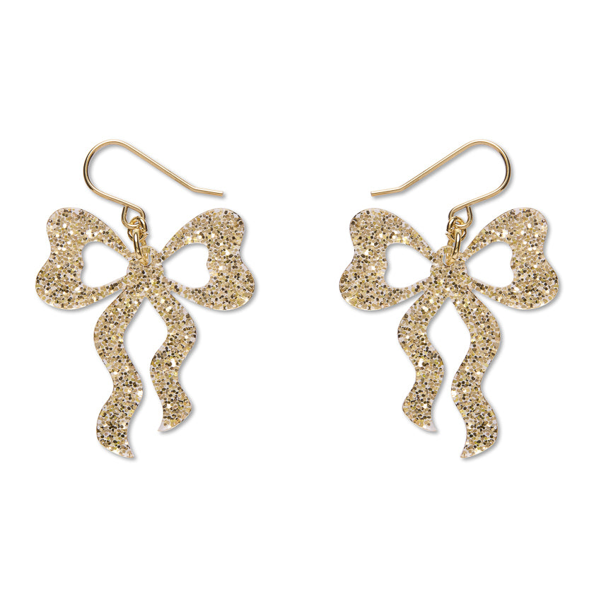 Bows Drop Earrings - Gold