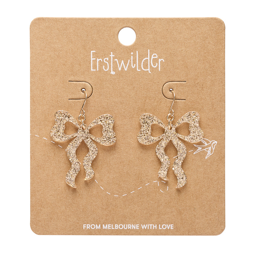 Bows Drop Earrings - Gold