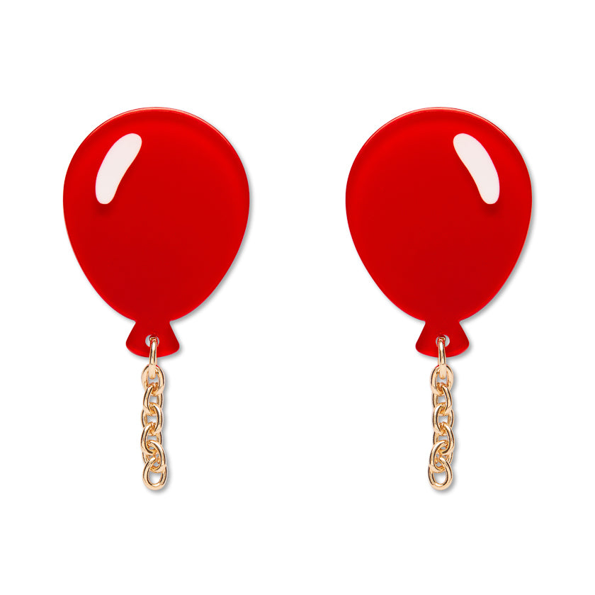Balloons Drop Earrings - Red