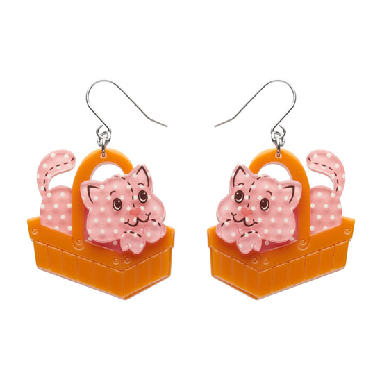 Cozy Custard Cat Drop earrings