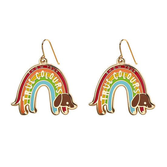 Load image into Gallery viewer, Rainbow Ruff True Colours Enamel Earrings SALE

