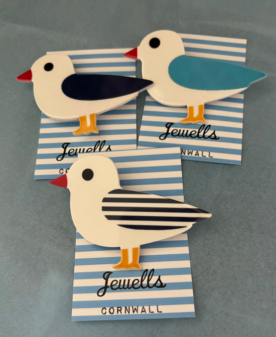 Large Sized Resin Seagull brooch - three colours