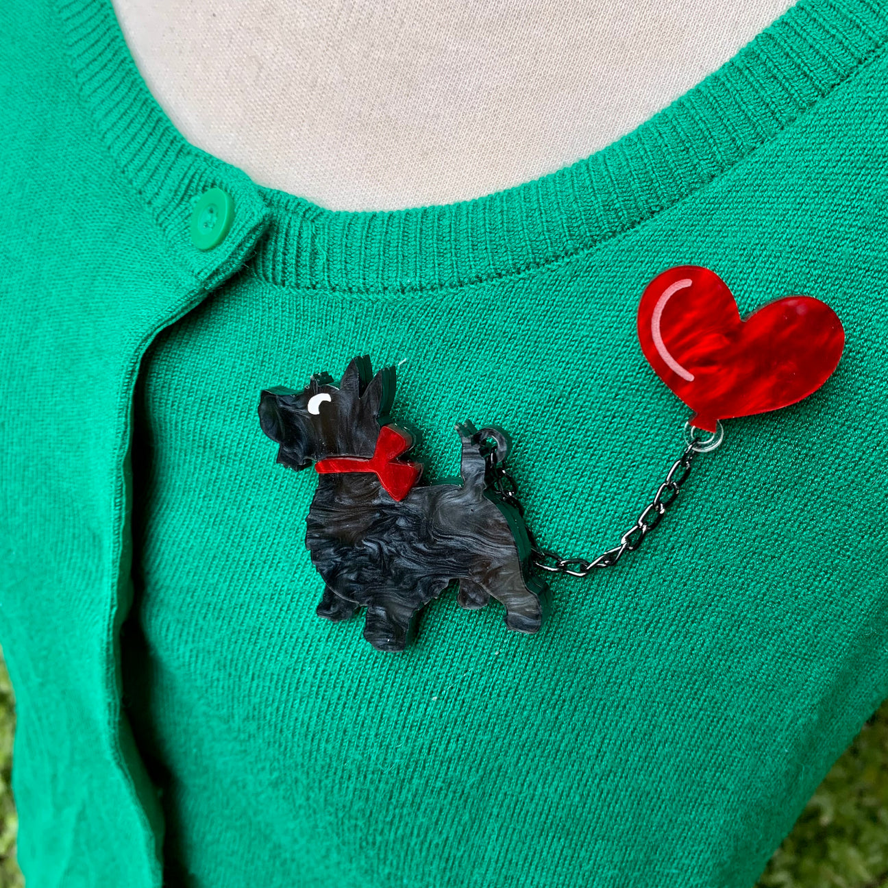 Scottie Dog and Balloon Double brooch