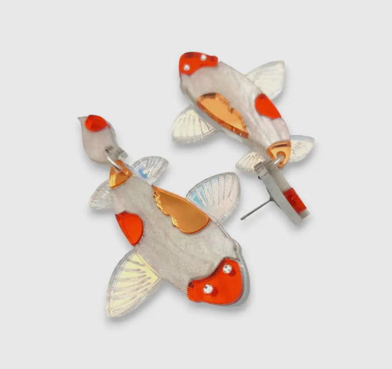 FDQ Koi Fish Earrings White / Orange