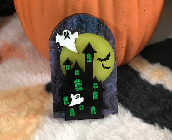 Load image into Gallery viewer, The Haunted Mansion Mini Brooch - Glow in the dark!
